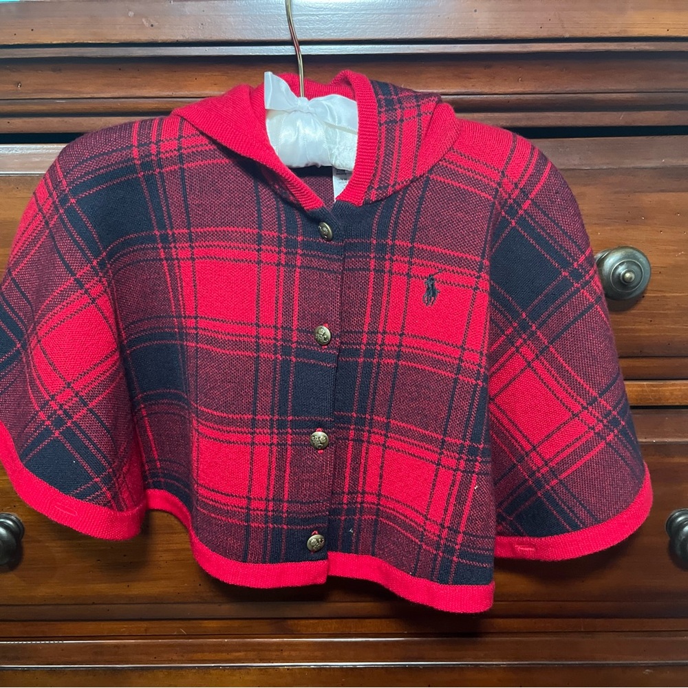 Ralph Lauren Kids Red and Black Plaid Cape